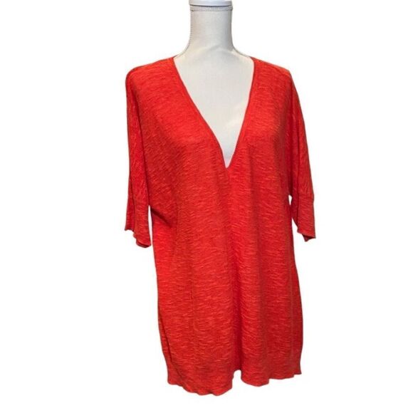 Eileen Fisher Organic Linen Blend Lightweight Sweater V-Neck Tunic Length Size M - Picture 1 of 7